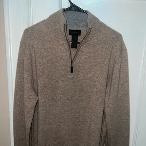 Magaschoni Taupe Zip-Up Sweater 100% cashmere . Size M.